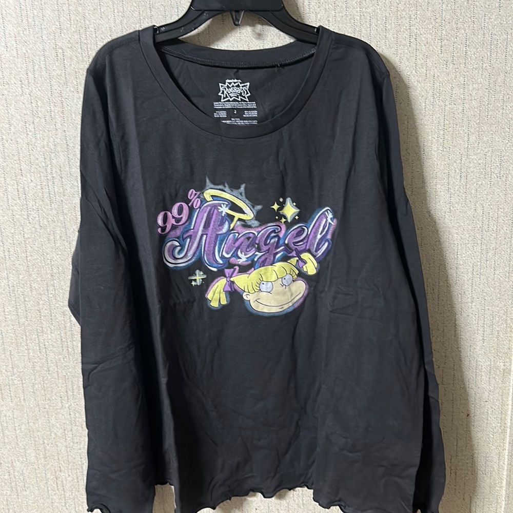 TORRID NICKELODEON RUGRATS LONG SLEEVE ANGELICA TOP: GRAY: NWT: SZ 2 (18-20)